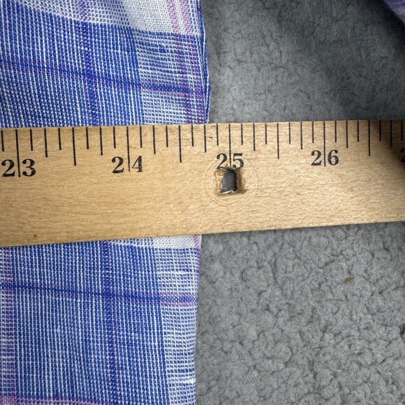 Untuckit Shirt Men XL Blue Tartan Plaid Wrinkle-Resistant Linen Slim Fit Berardo - Picture 7 of 11